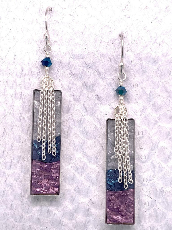 Handcrafted Fish Leather Earrings, Sterling Silver