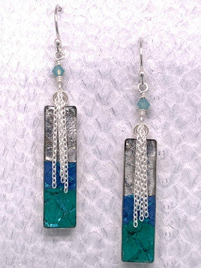 Waterfall Earrings – Silver, Blue & Sea Green