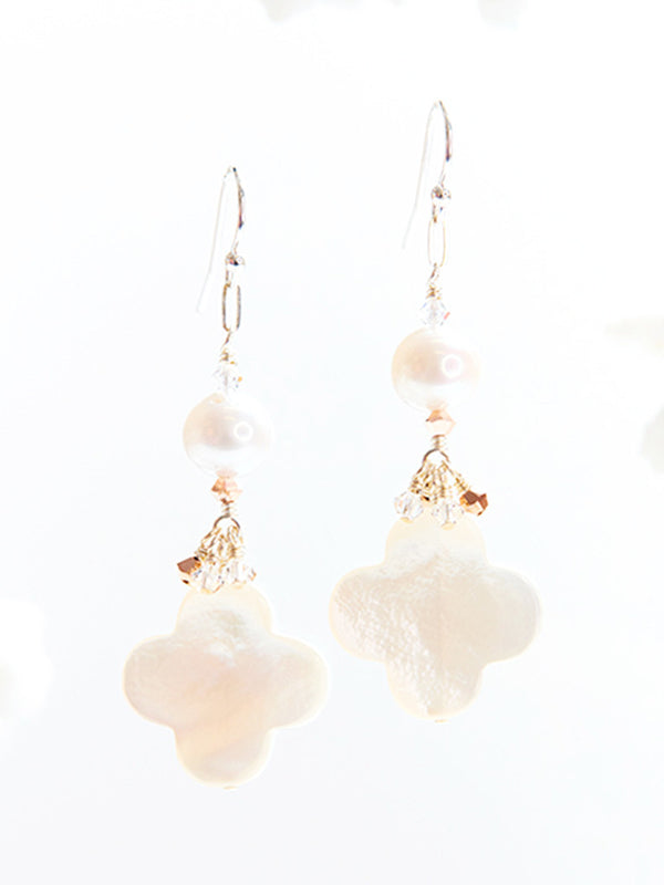 Casablanca Earrings – Silver, Mother of Pearl, Austrian Crystal