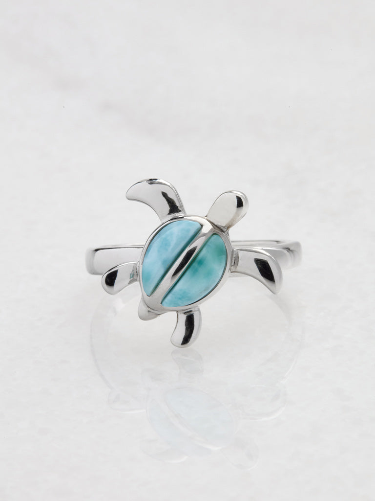 Alamea "Honu" Larimar Turtle Sterling Silver Ring