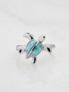 Alamea "Honu" Larimar Turtle Sterling Silver Ring