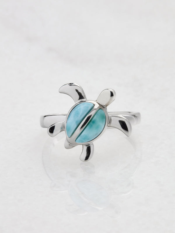 Alamea "Honu" Larimar Turtle Sterling Silver Ring