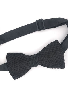 Black Suede Salmon Fish Leather Bow Tie