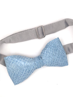 Light Blue Salmon Fish Leather Bow Tie