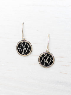 Copenhagen Earrings- Black + Silver Metallic Fish Leather