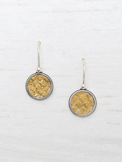 Gold Salmon Leather inlay in Sterling Silver Copenhagen Earrings