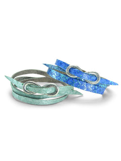 Reversible Fish Leather Wrap Bracelet