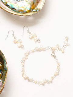 Huahine Earrings with Matching Bracelet - White