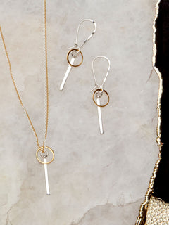 Kenya Earrings & Necklace, Mixed Metal | Handmade in Cape Charles by Moonrise Jewelry