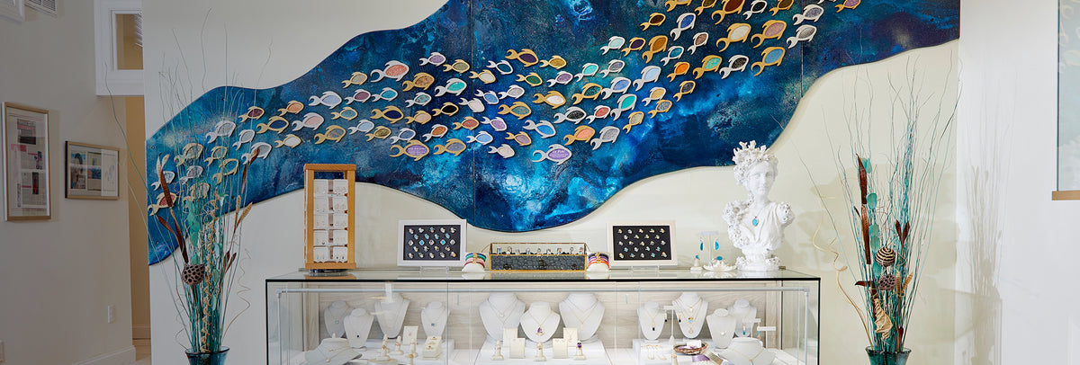 Interior of Moonrise Jewelry studio in Cape Charles Virginia