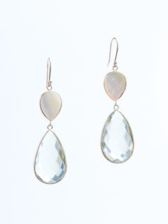 Raymond Mazza "Cindy" 14KY Mother of Pearl and Green Amethyst Earrings