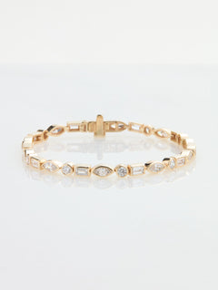 Raymond Mazza "Sasha" 14KY Alternating Shaped Bezel Set Lab Grown Diamond 4.83 CTW Tennis Bracelet