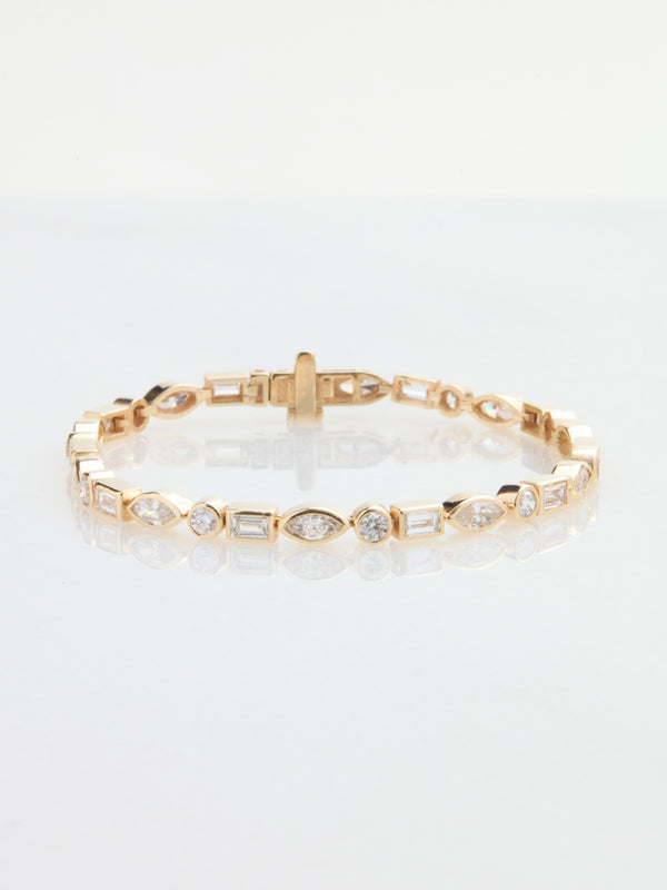 Raymond Mazza "Sasha" 14KY Alternating Shaped Bezel Set Lab Grown Diamond 4.83 CTW Tennis Bracelet