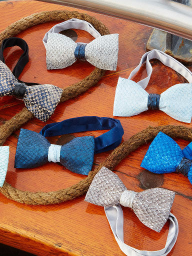 Fish Leather Bow Ties designed and handcrafted in our Moonrise Jewelry studio in Cape Charles, VA. (Custom Colors Available)