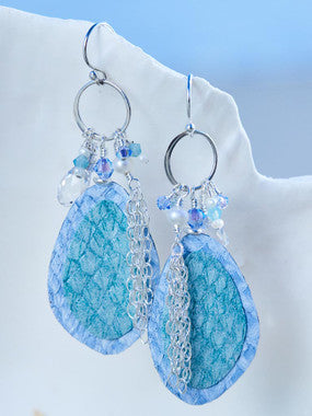 Silver Narvik Earrings – Light Blue Fish Leather