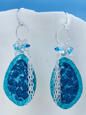 Silver Narvik Earrings – Turquoise Fish Leather