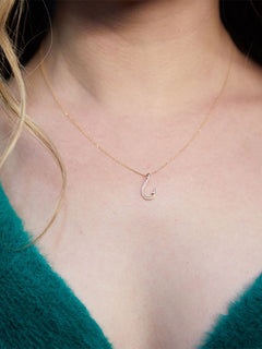 Petite Diamond Fish Hook Necklace