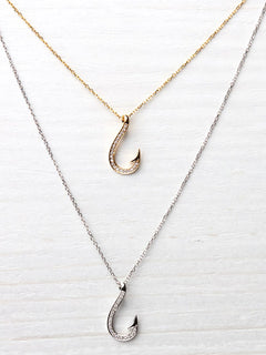 Petite Diamond Fish Hook Necklace