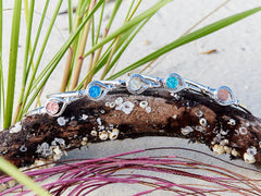 Icelandic Fish Leather inlaid in Sterling Silver Flex-Tube Bracelet with Swivel/twist feature at the base making it easy to put on and take off.