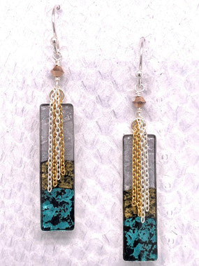 Waterfall Earrings – Mixed Metal, Turquoise & Black
