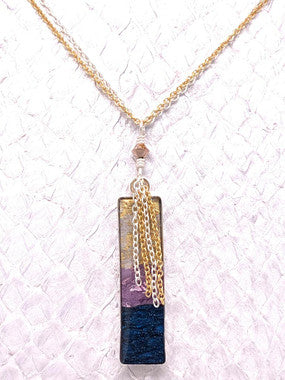Waterfall Necklace – Mixed Metal, Navy & Lavender
