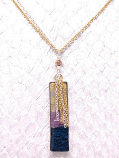 Waterfall Necklace – Mixed Metal, Navy & Lavender