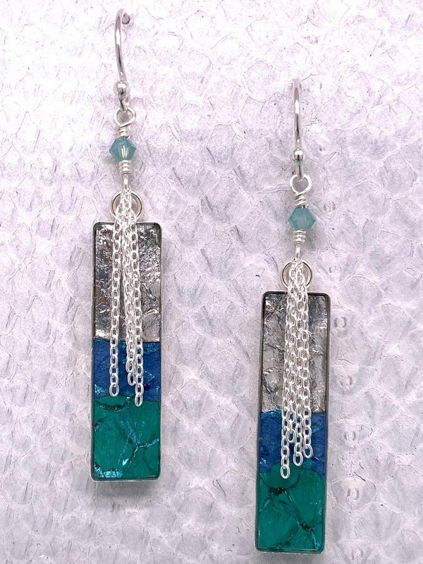 Handcrafted Fish Leather Earrings, Sterling Silver