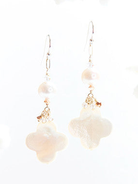 Casablanca Earrings – Silver, Mother of Pearl, Austrian Crystal