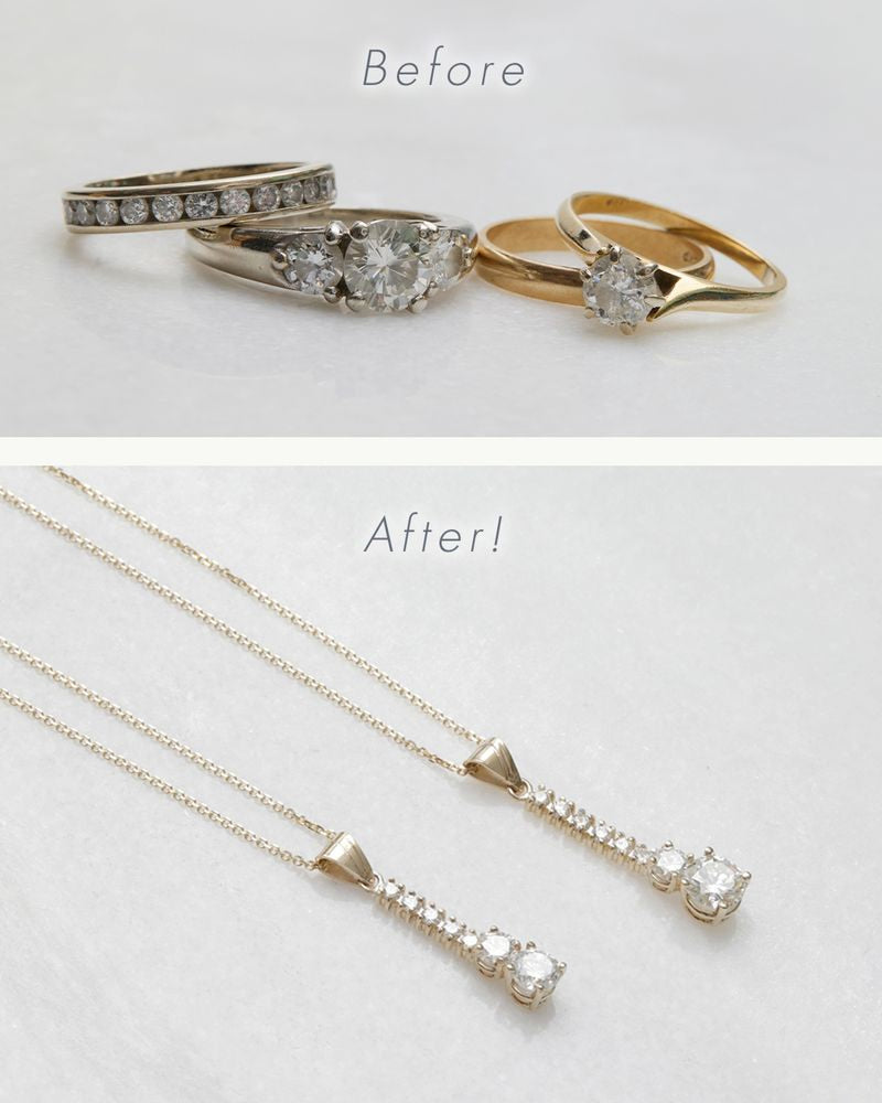 Heirloom diamond rings reimagined as pendants