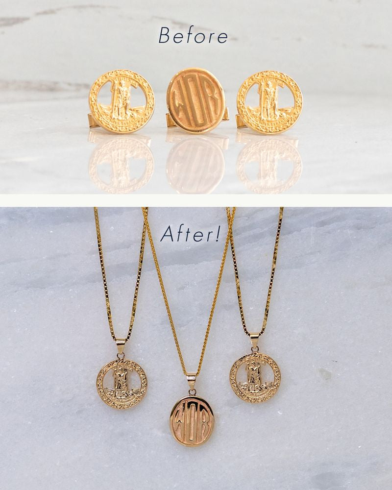 Family cufflinks reborn as custom necklaces