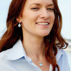 Silver Arctic Circle Necklace (light blue salmon leather) with matching Copenhagen Earrings
