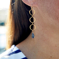 Vermeil-Style organic petal shaped links with Denim Blue Swarovski Crystals